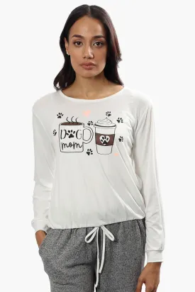 Cuddly Canuckies Dog Mom Print Pajama Top - White
