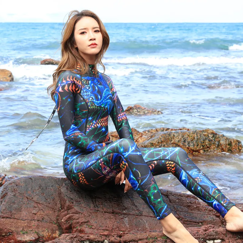 Diving suit women's professional long-sleeved trousers one-piece zipper diving suit sunscreen snorkeling surfing suit