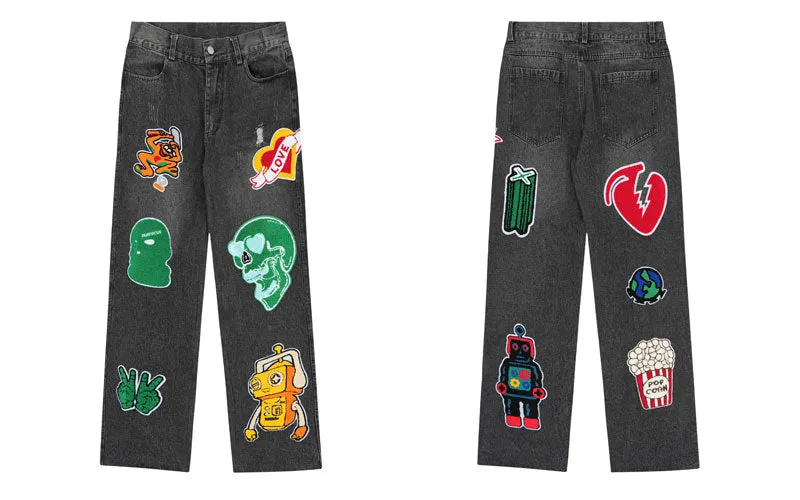 Editorial Department Custom Patched Denim Jeans