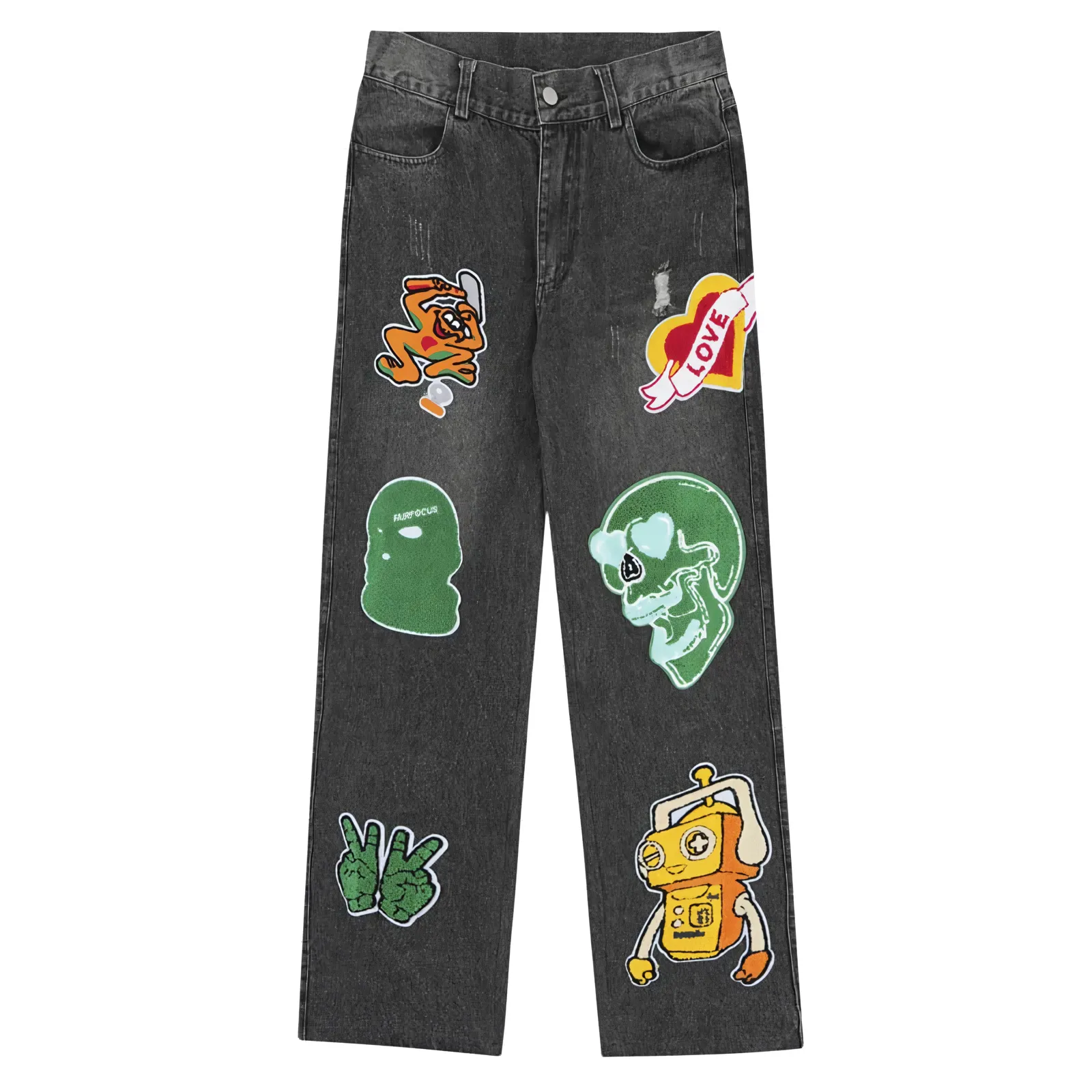 Editorial Department Custom Patched Denim Jeans