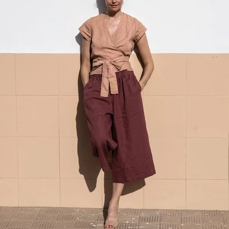 Elastic Waist and Casual Drooping Pants