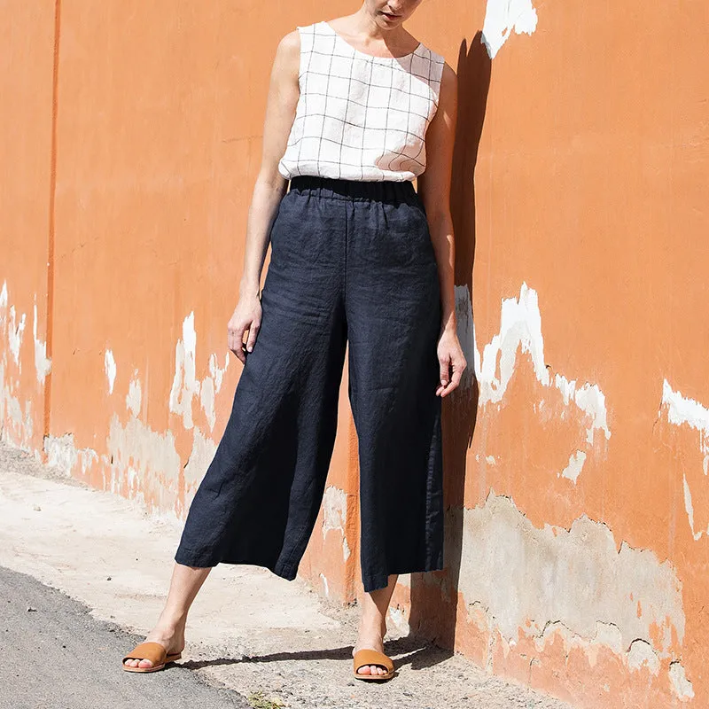Elastic Waist and Casual Drooping Pants