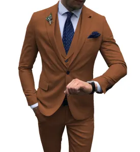 Fashion Men's 3 Pieces Mens Suit Peak Lapel Flat Tuxedos (Blazer vest Pants)
