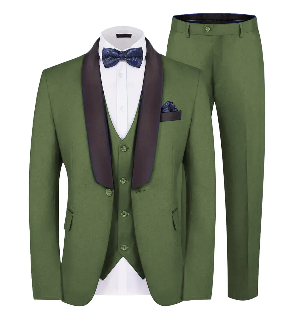 Fashion Men's Suit Flat 3 Pieces Shawl Lapel Tuxedo For Prom (Blazer vest Pants)