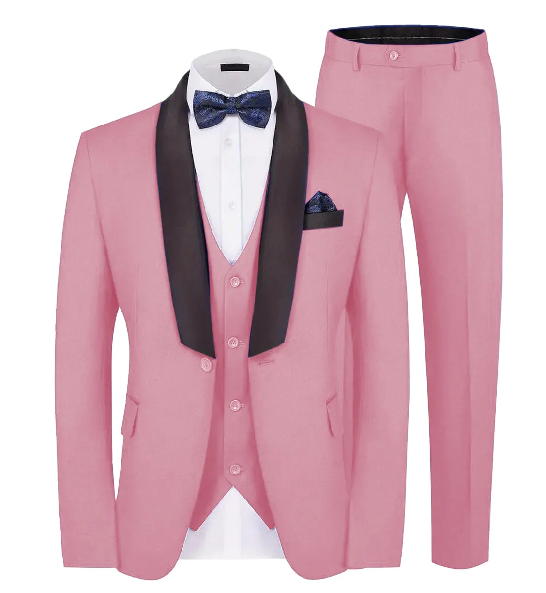 Fashion Men's Suit Flat 3 Pieces Shawl Lapel Tuxedo For Prom (Blazer vest Pants)