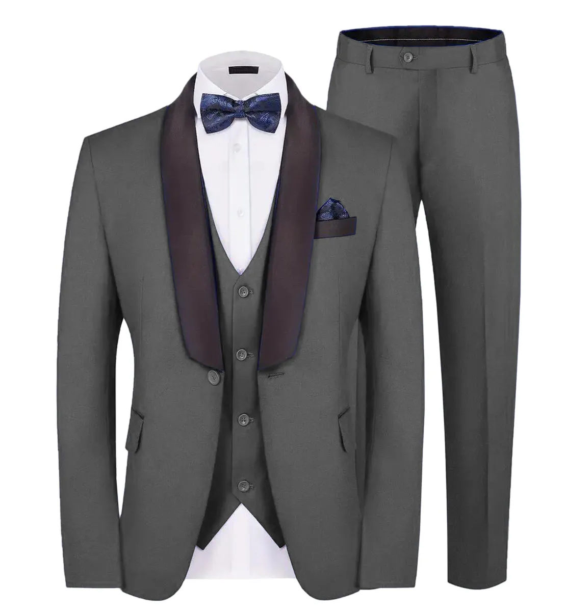 Fashion Men's Suit Flat 3 Pieces Shawl Lapel Tuxedo For Prom (Blazer vest Pants)