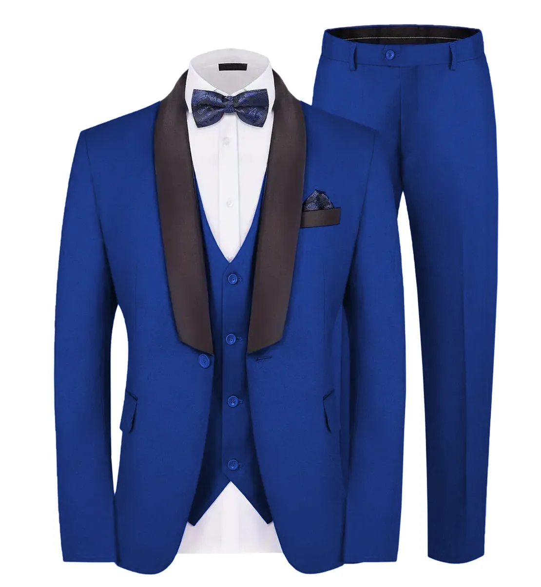 Fashion Men's Suit Flat 3 Pieces Shawl Lapel Tuxedo For Prom (Blazer vest Pants)