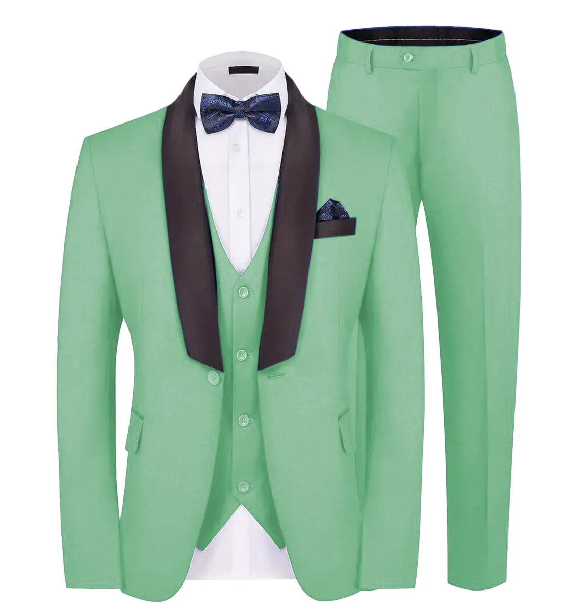 Fashion Men's Suit Flat 3 Pieces Shawl Lapel Tuxedo For Prom (Blazer vest Pants)