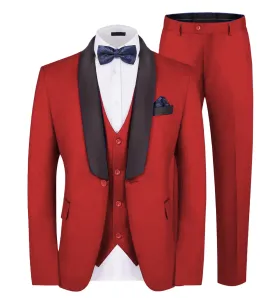 Fashion Men's Suit Flat 3 Pieces Shawl Lapel Tuxedo For Prom (Blazer vest Pants)