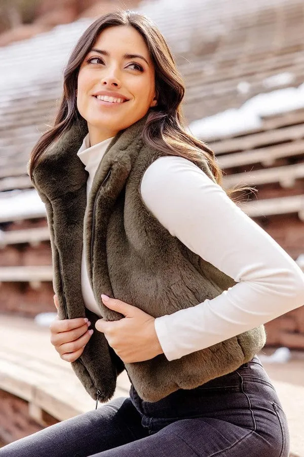 Faux Fur Le Mink Zip Vest