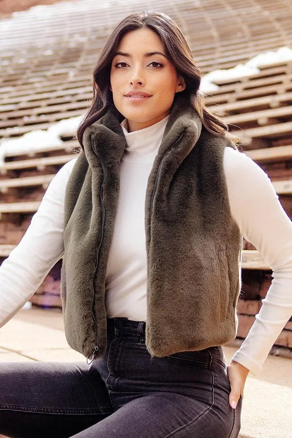 Faux Fur Le Mink Zip Vest