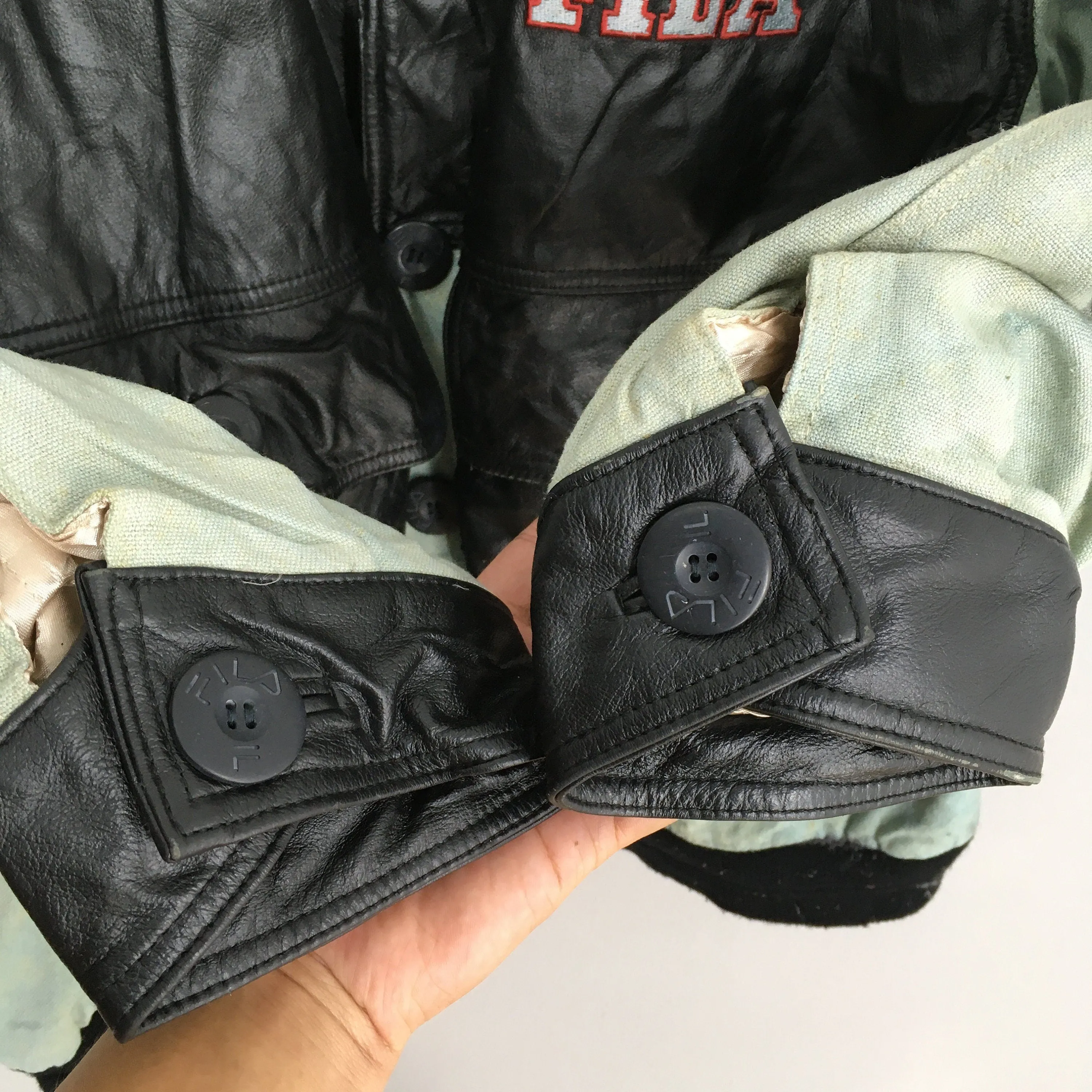 Fila Sports Leather Jacket Bomber XLarge