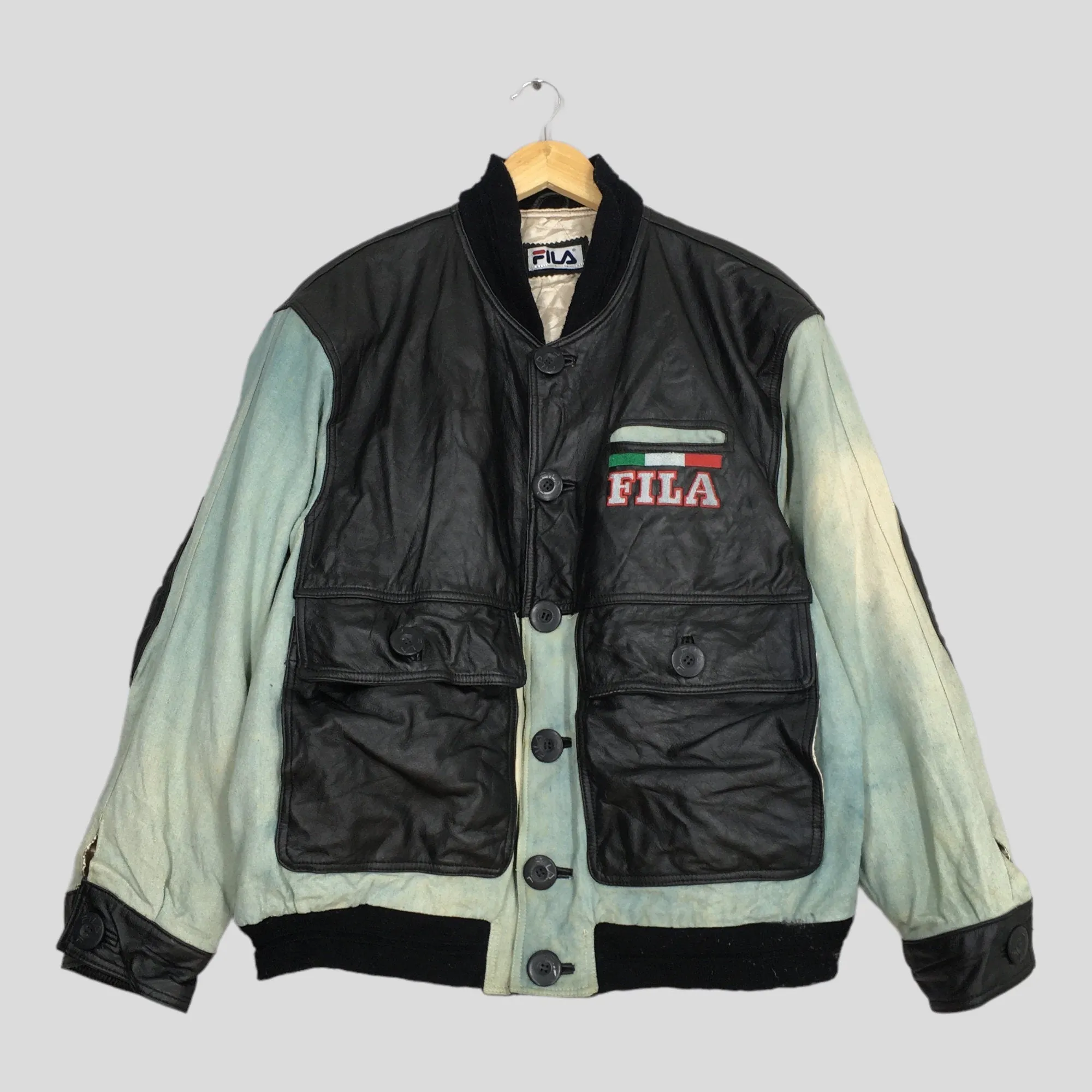 Fila Sports Leather Jacket Bomber XLarge