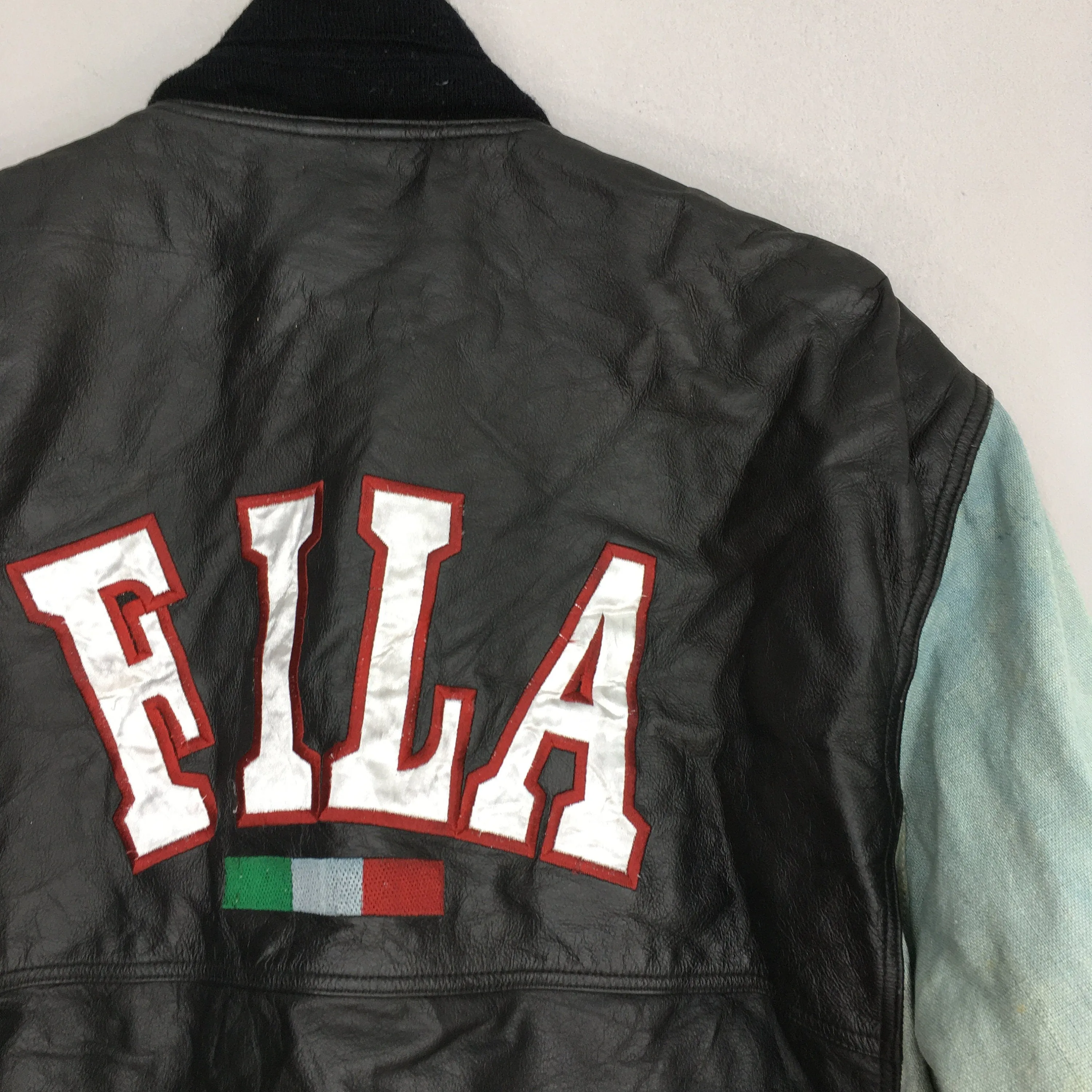 Fila Sports Leather Jacket Bomber XLarge