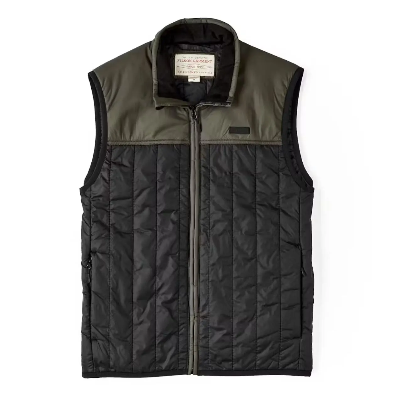 Filson Ultralight Vest in Surplus Green/Golden Ochre