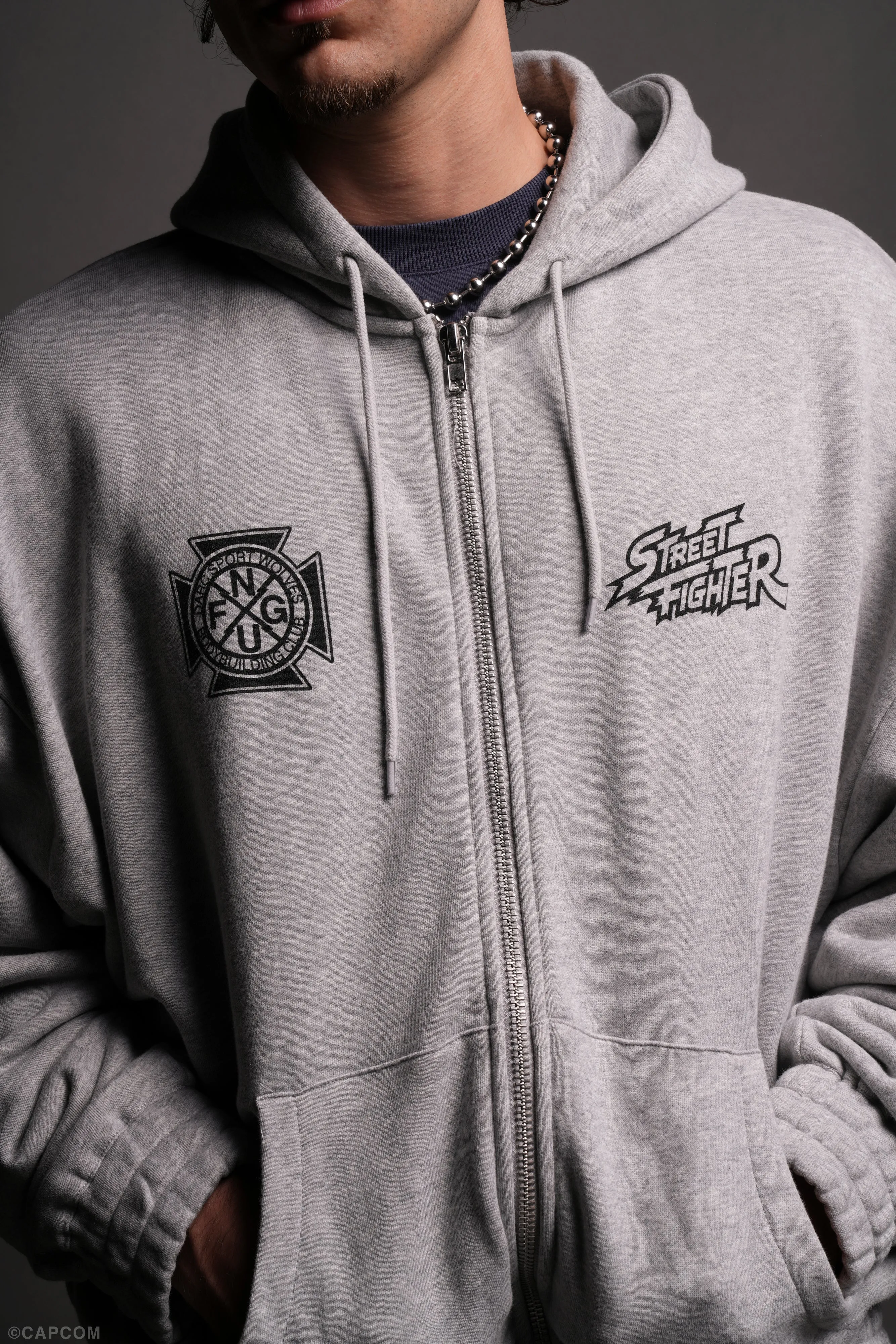 Final Boss "Chambers" Zip Hoodie in Light Athletic Gray