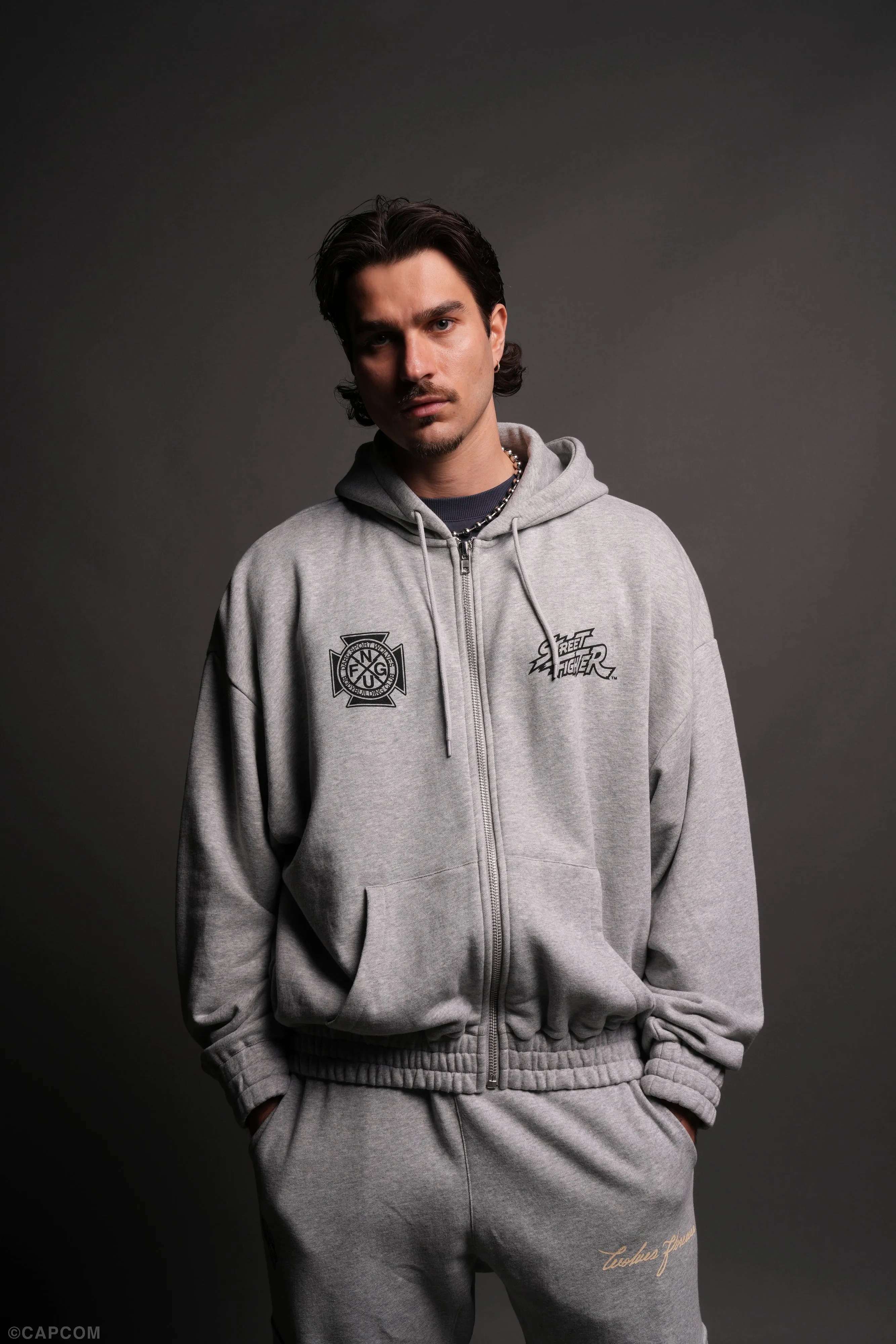Final Boss "Chambers" Zip Hoodie in Light Athletic Gray