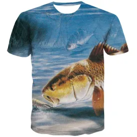fishing T-shirt Men fish T-shirts 3d Short Sleeve Punk Rock Tops Male Rock