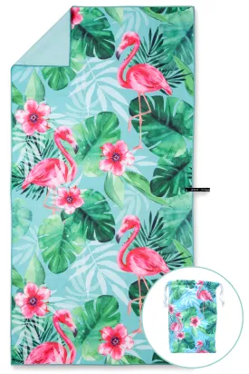 Flamingo Large Beach Towel & Pouch
