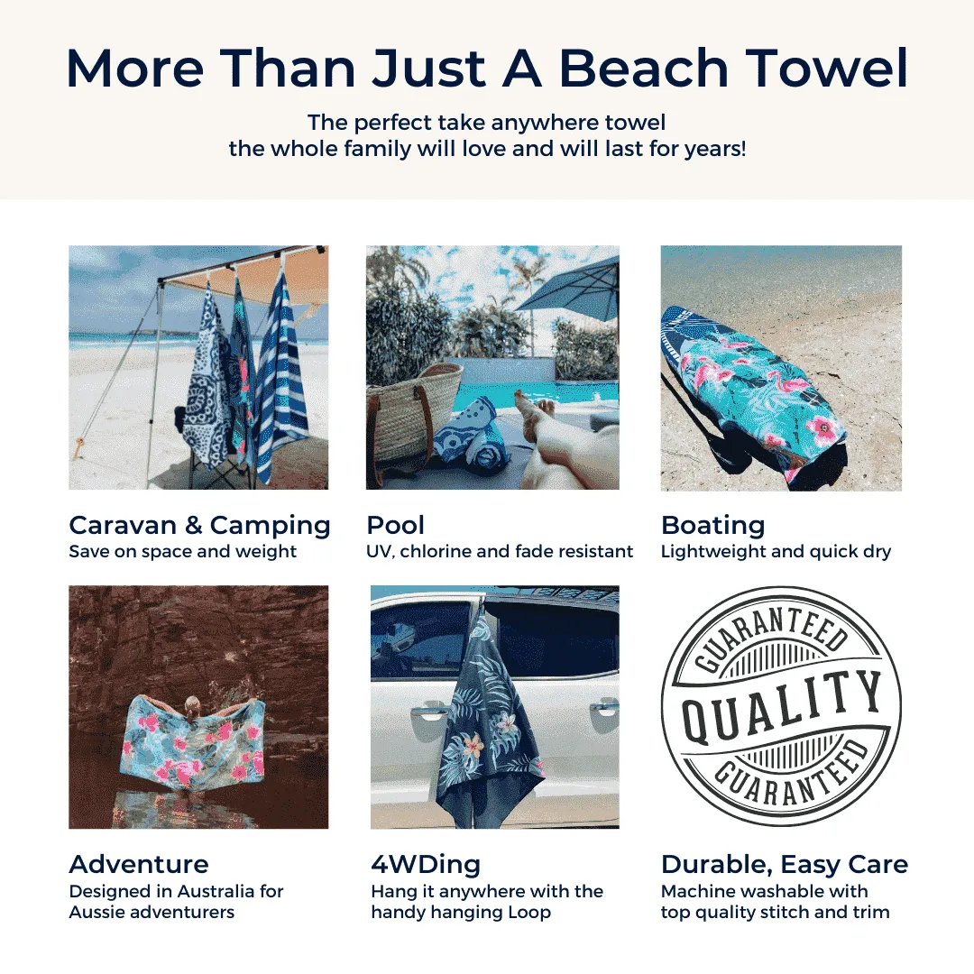 Flamingo Large Beach Towel & Pouch