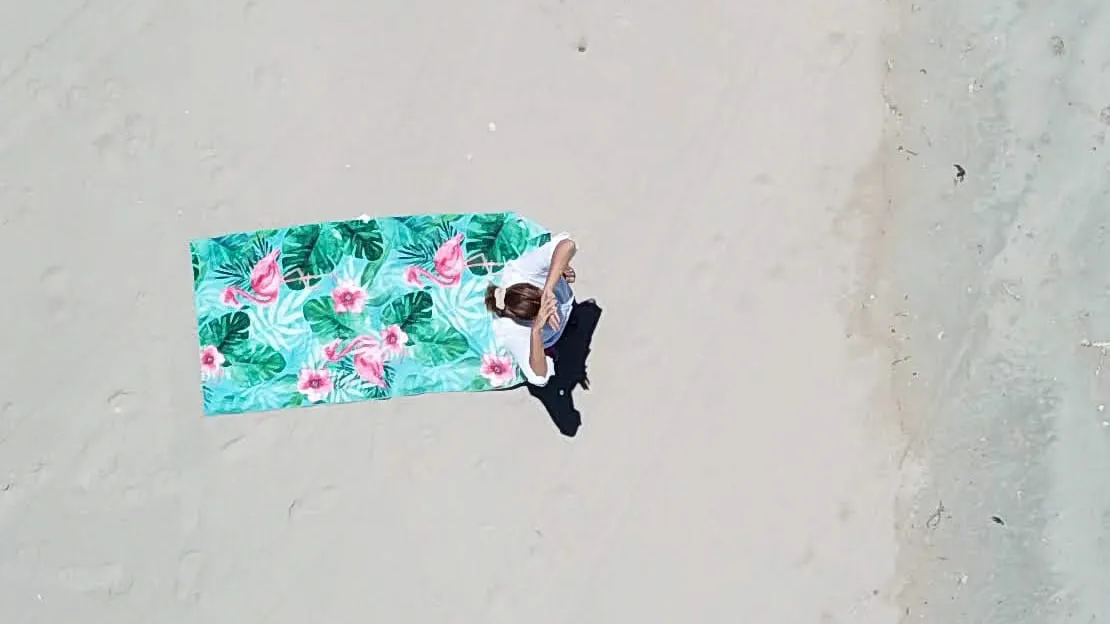Flamingo Large Beach Towel & Pouch