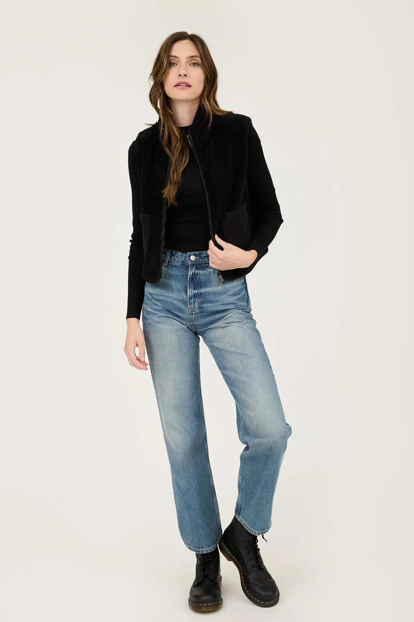 FLEECE ZIP UP VEST WITH POCKETS