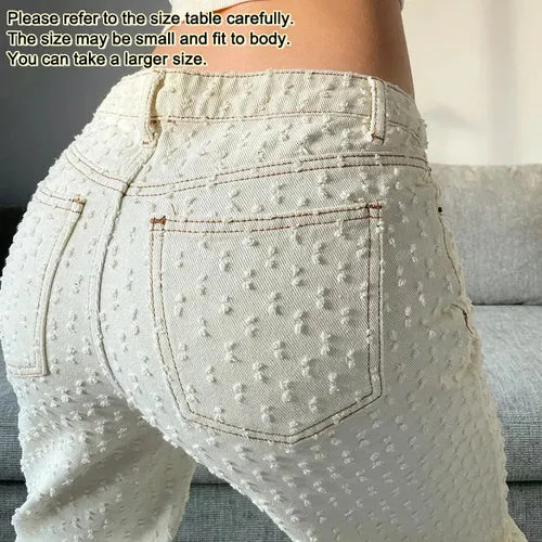 Floral Vintage Women Jeans Fashion Streetwear Ripped Baggy Boyfriend