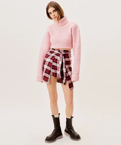For Love & Lemons Gwen Wrap Skirt in Red