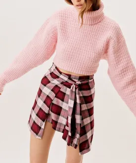 For Love & Lemons Gwen Wrap Skirt in Red