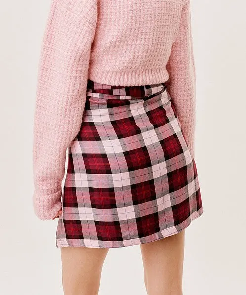 For Love & Lemons Gwen Wrap Skirt in Red