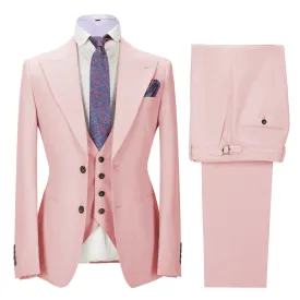 Formal Men's 3 Pieces Mens Suit Peak Lapel Solid Tuxedos (Blazer vest Pants)