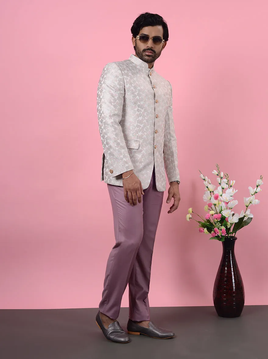 Grey & Peach Jodhpuri Suit | JadeBlue