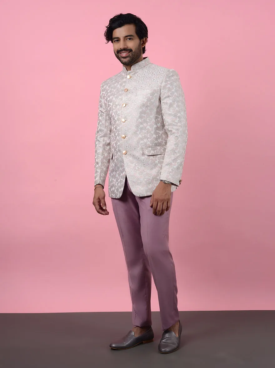 Grey & Peach Jodhpuri Suit | JadeBlue