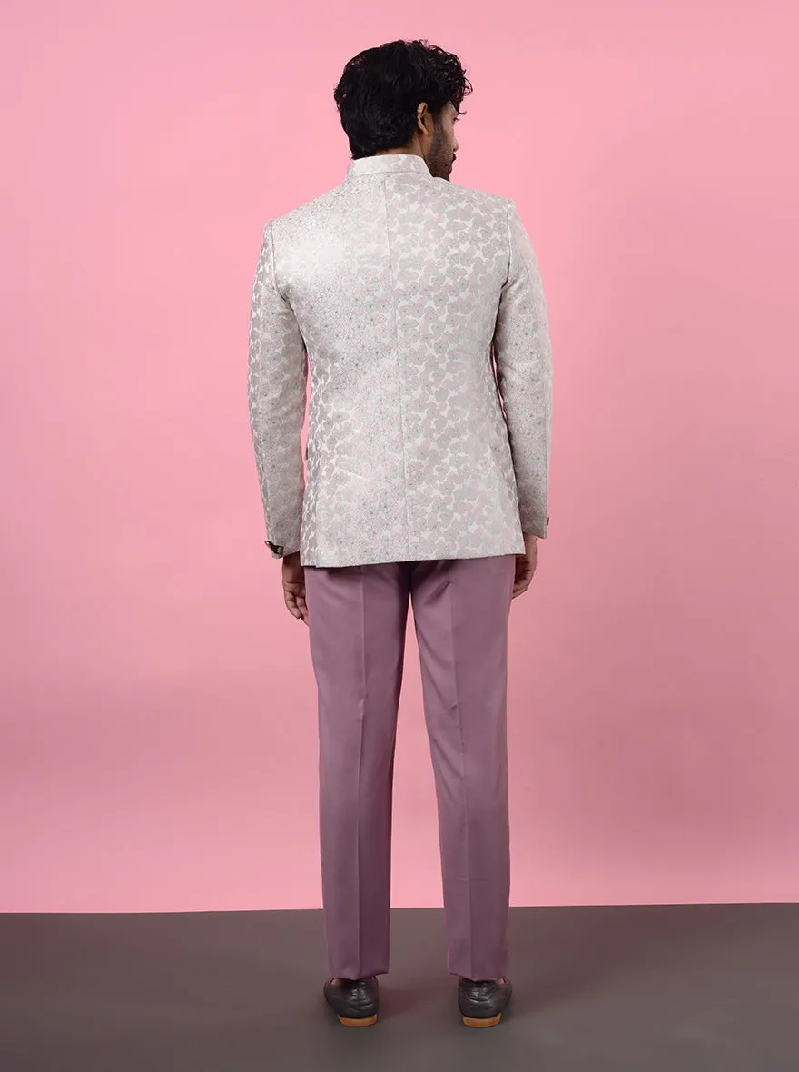 Grey & Peach Jodhpuri Suit | JadeBlue