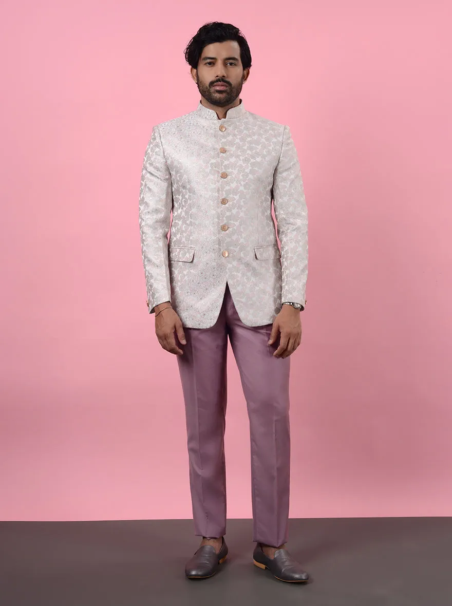 Grey & Peach Jodhpuri Suit | JadeBlue