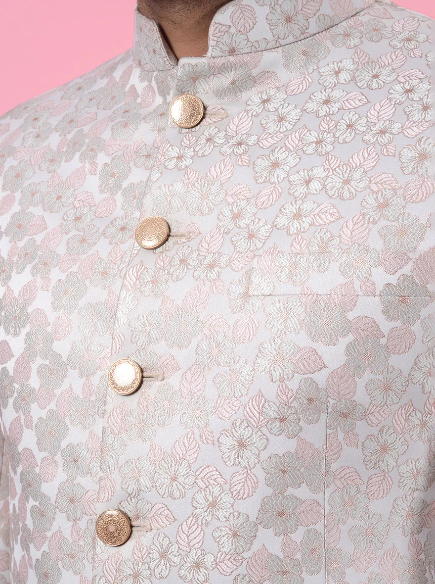 Grey & Peach Jodhpuri Suit | JadeBlue