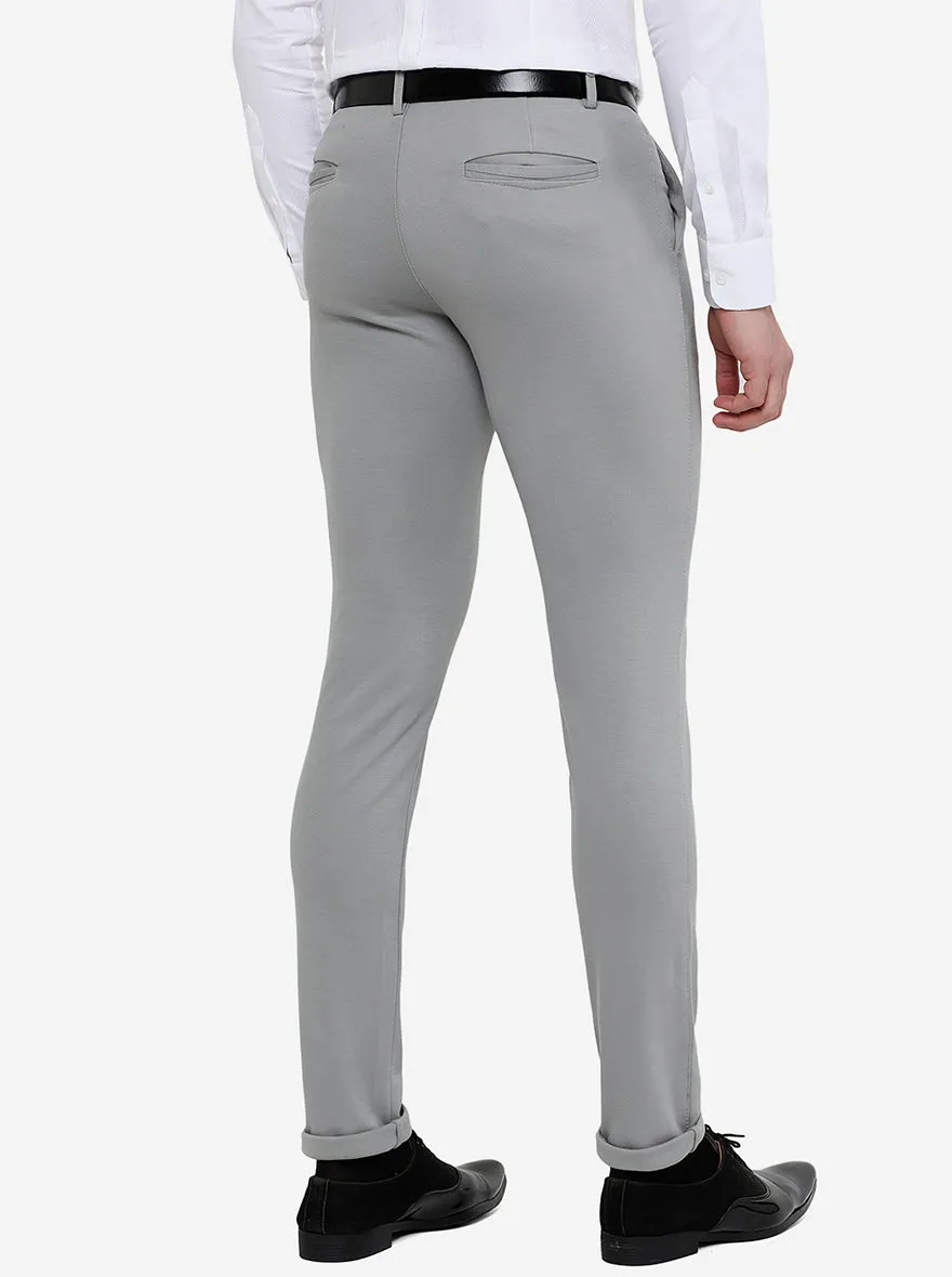 Grey Solid Slim Fit Club Wear Trouser | JB Studio