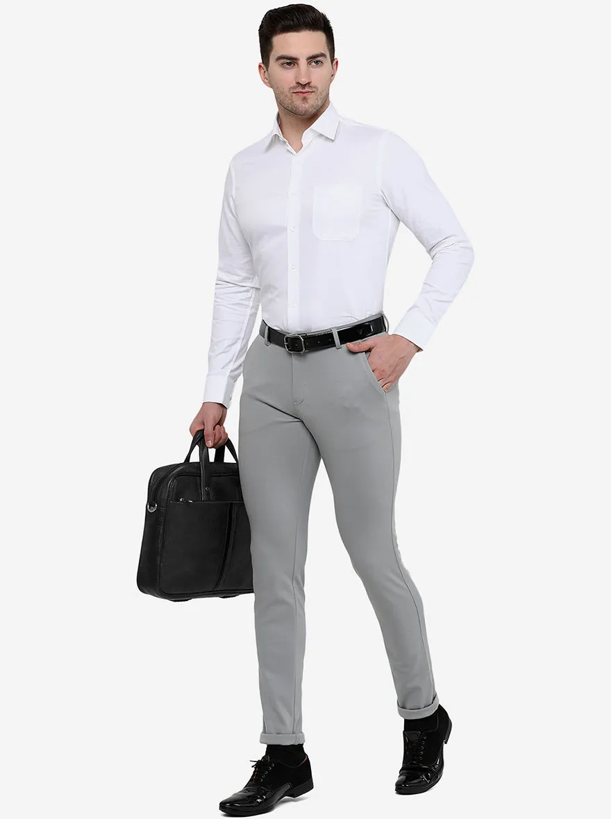 Grey Solid Slim Fit Club Wear Trouser | JB Studio