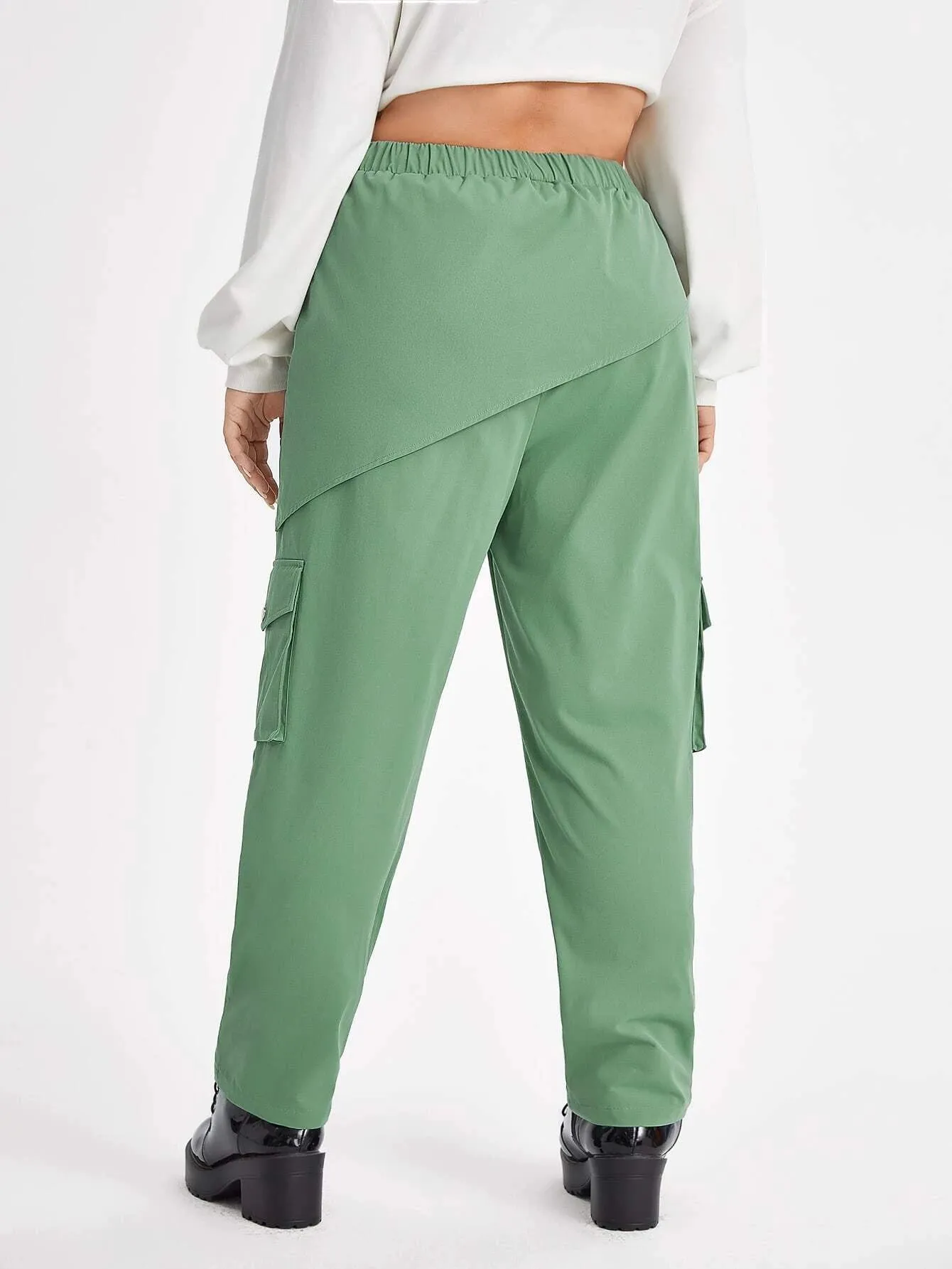 High Waist Flap Pocket Pants