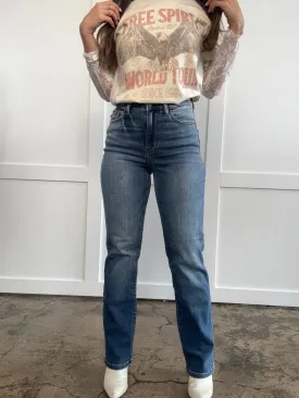 Iris Judy Blue Vintage Wash Thermal Straight Leg Jeans