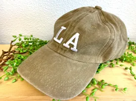 Khaki Wash LA Baseball Cap
