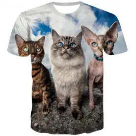 kitten shirt cat t shirt 3D pet Casual art costume men