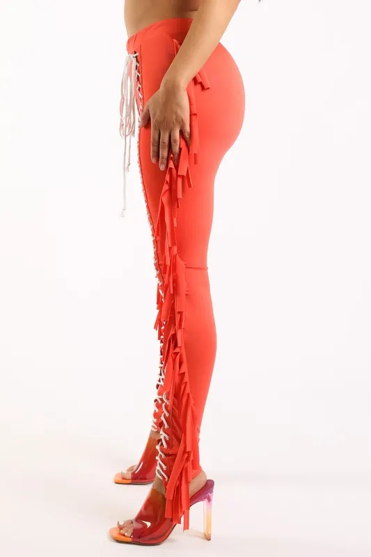 Lace up Fringe Pants (More Colors)