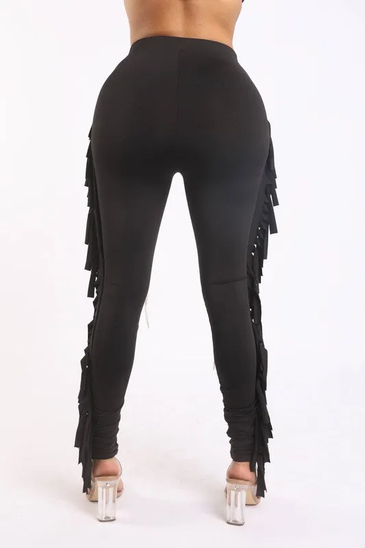 Lace up Fringe Pants (More Colors)