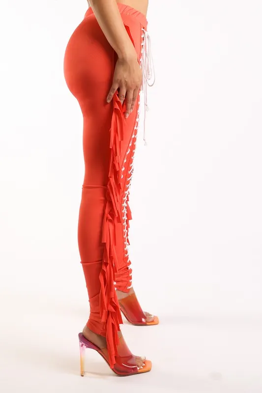 Lace up Fringe Pants (More Colors)