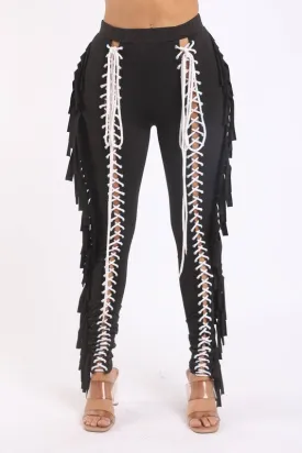 Lace up Fringe Pants (More Colors)