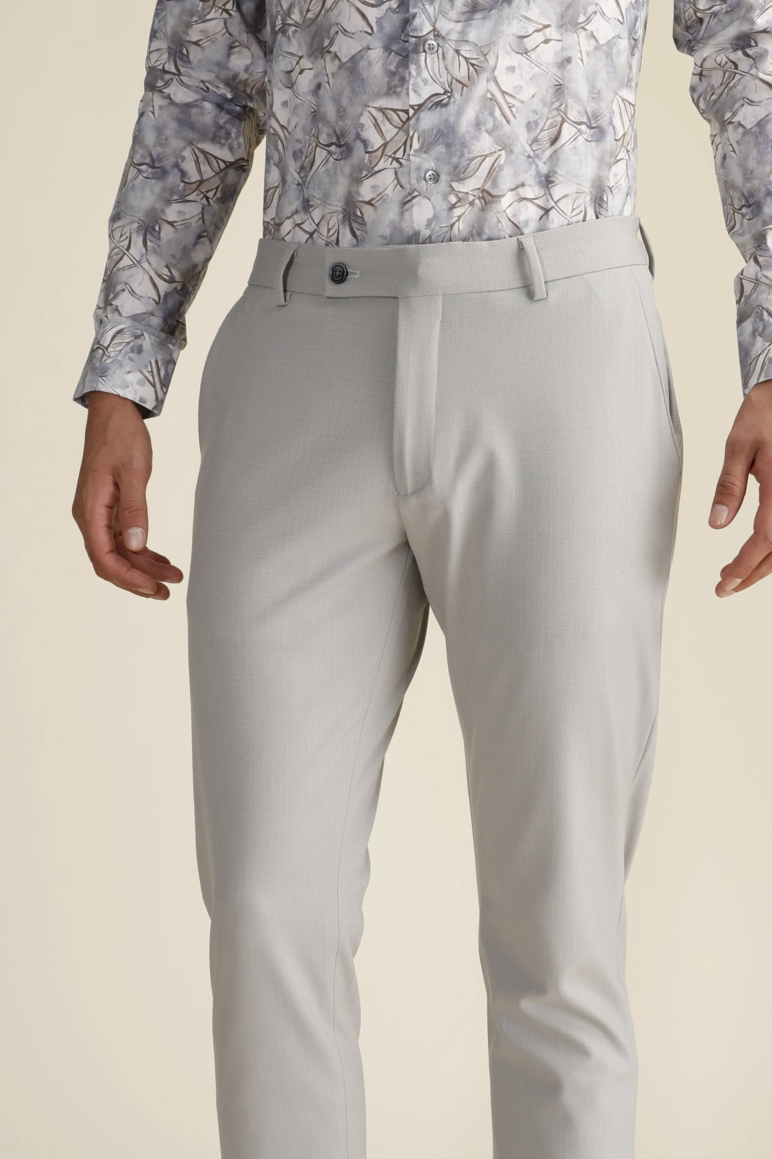 Light Grey Check Formal Trousers