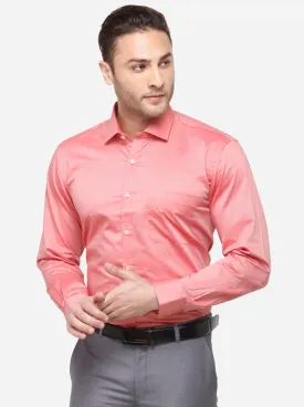 Light Orange Solid Slim Fit Formal Shirt | Metal