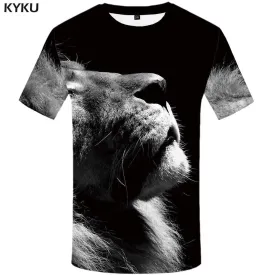 Lion T-shirts Men Gray T-shirt 3d Animal Tshirts Print Gothic T shirts Funny Tshirt Anime Mens Fashion Short Sleeve Unisex