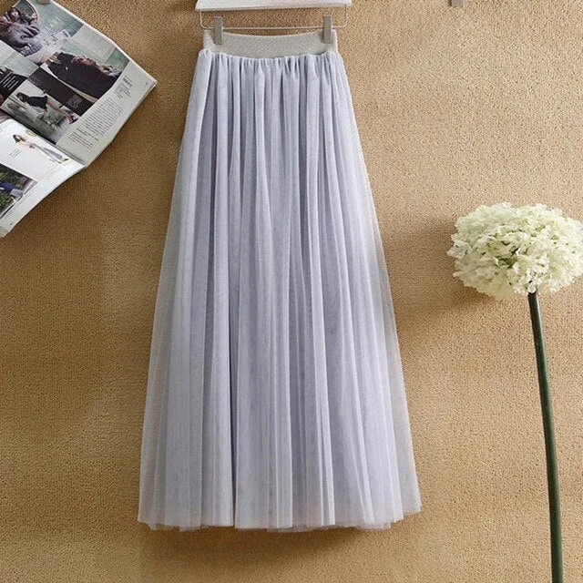 Long Pleated Tutu Skirt